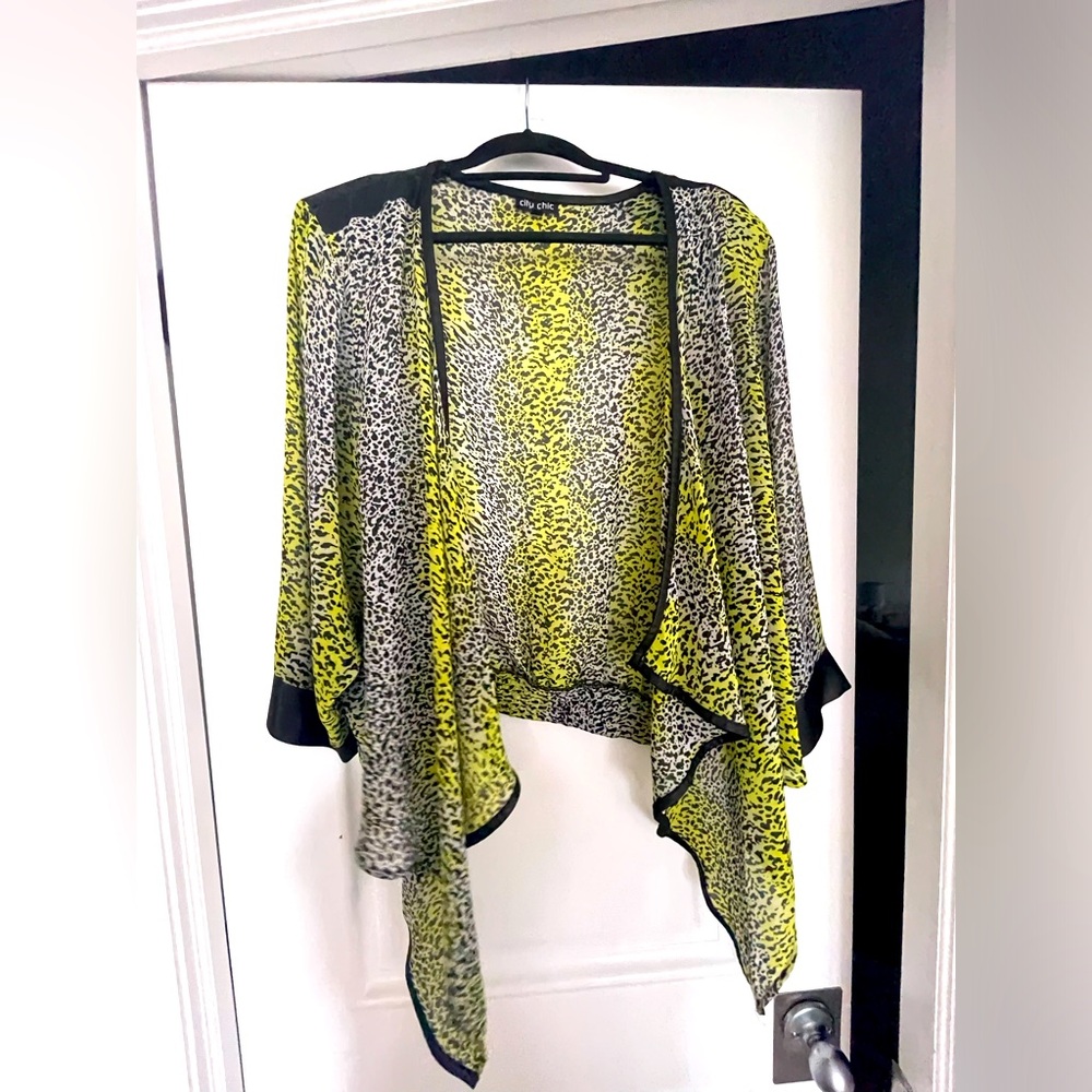 Thin animal print cropped sheer blazer